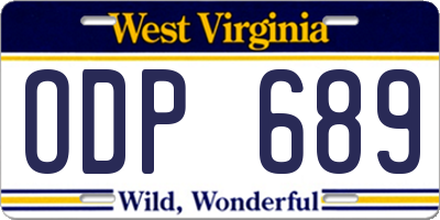 WV license plate ODP689