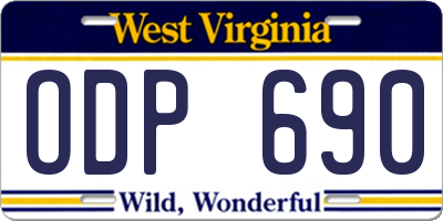 WV license plate ODP690