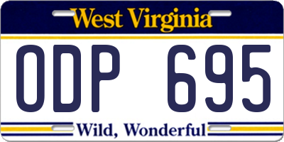 WV license plate ODP695