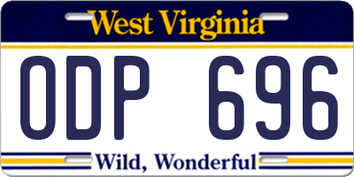WV license plate ODP696