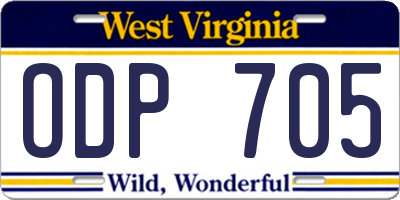 WV license plate ODP705