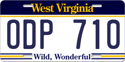WV license plate ODP710