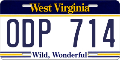 WV license plate ODP714