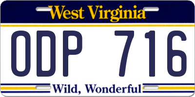 WV license plate ODP716