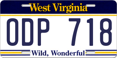 WV license plate ODP718