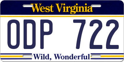 WV license plate ODP722