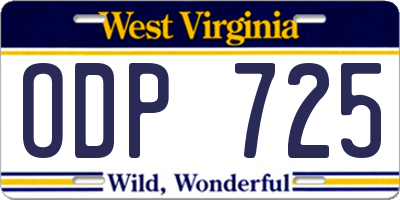 WV license plate ODP725
