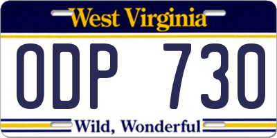 WV license plate ODP730