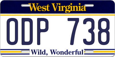 WV license plate ODP738