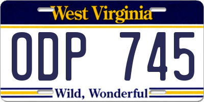 WV license plate ODP745