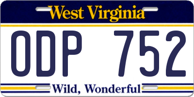 WV license plate ODP752