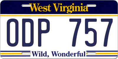 WV license plate ODP757