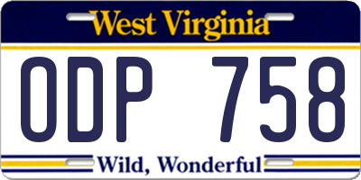 WV license plate ODP758