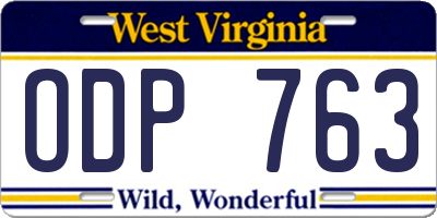 WV license plate ODP763