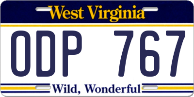 WV license plate ODP767