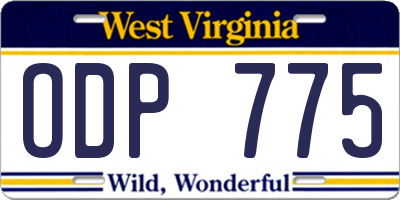 WV license plate ODP775