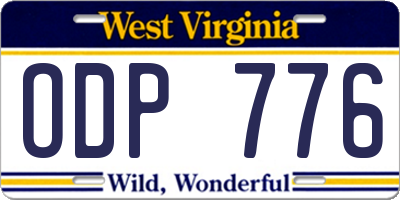WV license plate ODP776