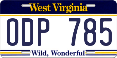 WV license plate ODP785