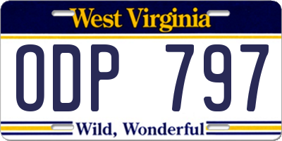 WV license plate ODP797