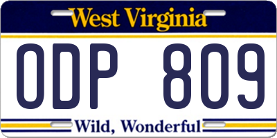 WV license plate ODP809