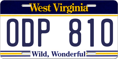 WV license plate ODP810