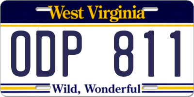WV license plate ODP811