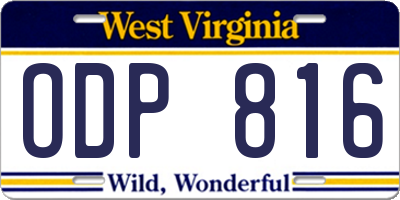 WV license plate ODP816