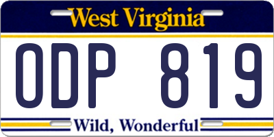 WV license plate ODP819