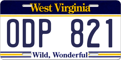 WV license plate ODP821