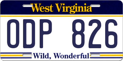 WV license plate ODP826