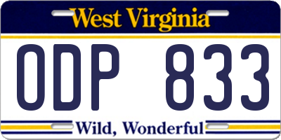 WV license plate ODP833