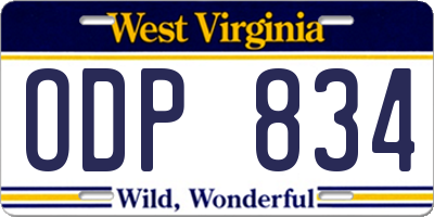 WV license plate ODP834