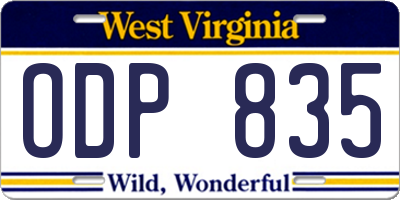 WV license plate ODP835