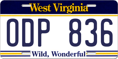 WV license plate ODP836