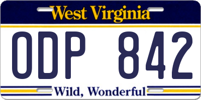 WV license plate ODP842