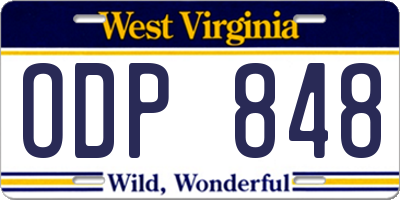 WV license plate ODP848