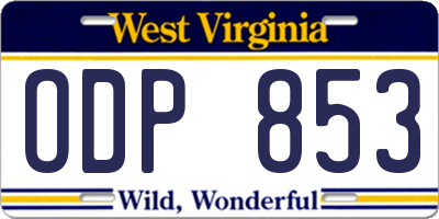 WV license plate ODP853