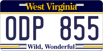 WV license plate ODP855