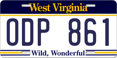 WV license plate ODP861