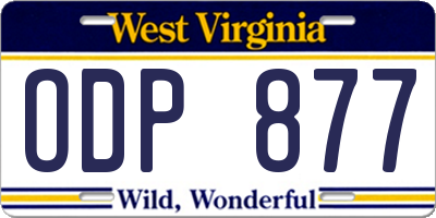 WV license plate ODP877