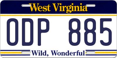 WV license plate ODP885