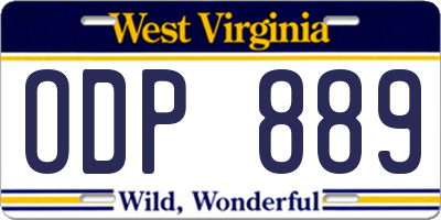 WV license plate ODP889