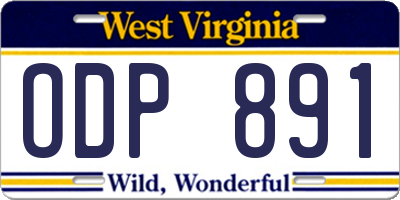 WV license plate ODP891