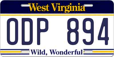WV license plate ODP894