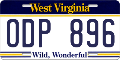 WV license plate ODP896