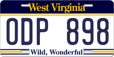 WV license plate ODP898
