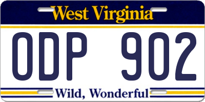 WV license plate ODP902
