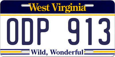 WV license plate ODP913