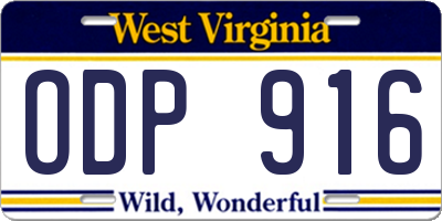 WV license plate ODP916