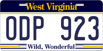WV license plate ODP923